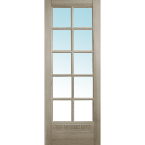 Дверь деревянная межкомнатная из массива бессучкового дуба, Классик, 1 филенка, узор, 10 стекол